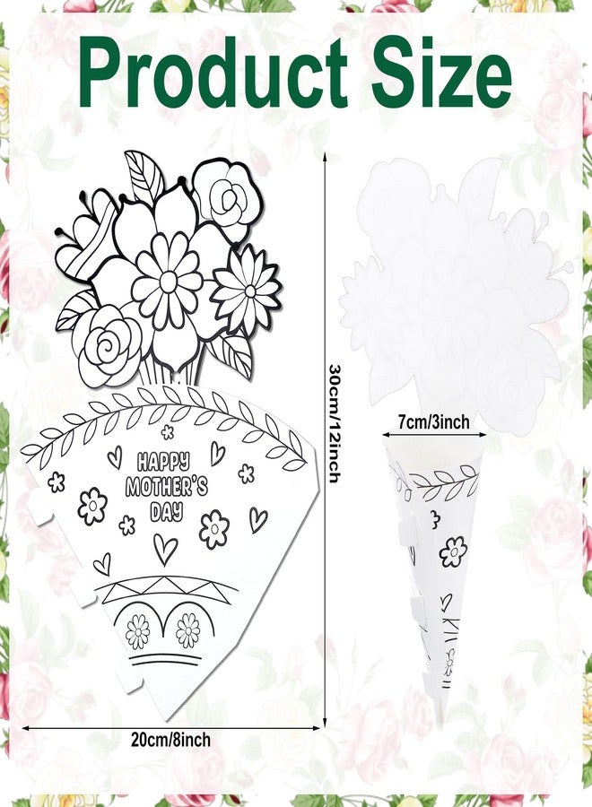 ReliThick 50 Pcs Color Your Own Bouquet DIY Coloring Mother's Day Crafts Gift for Mom Fun Home Activities - Image 2